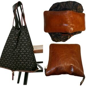 Cotelac foldable leather tote bag.  NWT